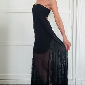 Alice + Olivia black strapless dress with lace accents